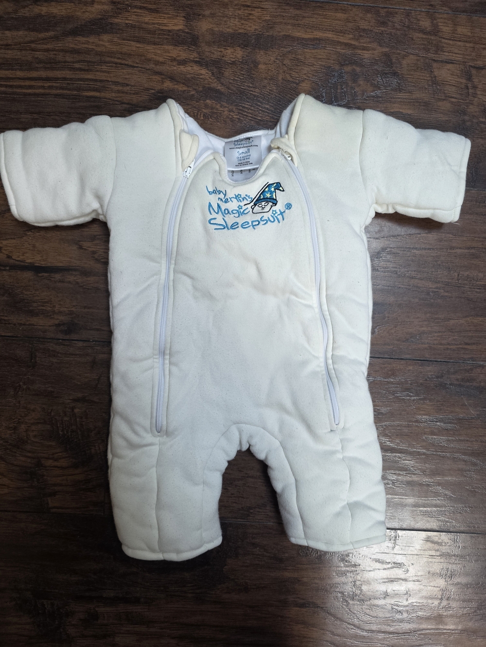 Magic Cream Sleepsuit One-Piece with Blue Logo